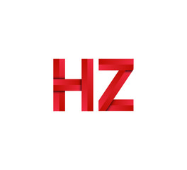 Initial two letter red 3D logo vector HZ