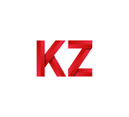 Initial two letter red 3D logo vector KZ