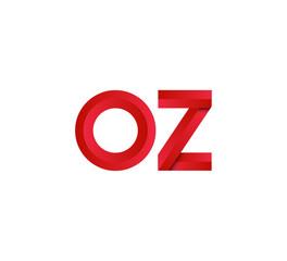 Initial two letter red 3D logo vector OZ