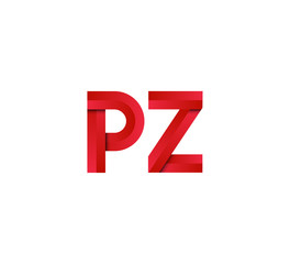 Initial two letter red 3D logo vector PZ