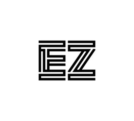Initial two letter black line shape logo vector EZ