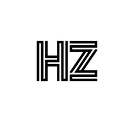 Initial two letter black line shape logo vector HZ