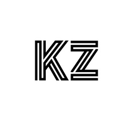 Initial two letter black line shape logo vector KZ