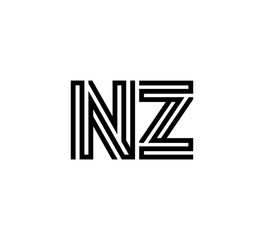 Initial two letter black line shape logo vector NZ