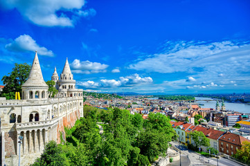 Fisherman's Bastion, located in the Buda Castle complex, in Budapest, Hungary.
