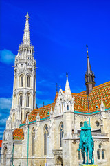 Fototapeta na wymiar The Church of the Assumption of the Buda Castle, more commonly known as the Matthias Church, located in Budapest, Hungary.