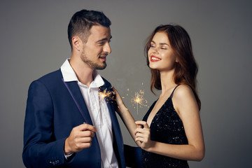 young couple with glass of red wine