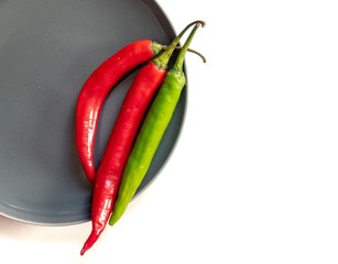 red chili peppers on white background