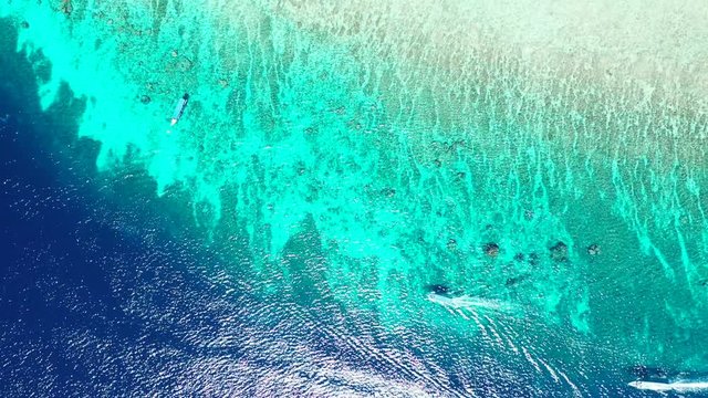 Samar Island, Philippines - Boats Floating By The Sea - Beautiful Tourist Destination - Aerial Shot