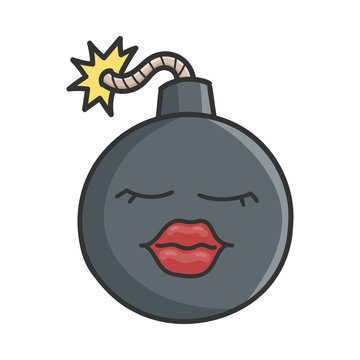recommend clip art: Sexy red lips cartoon bomb with burning wick isolated on white