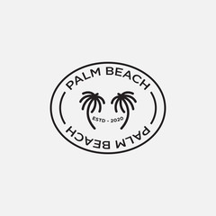 Vector illustration of a palm tree logo and icon. Palm Beach Logo Design Inspiration, logo template.