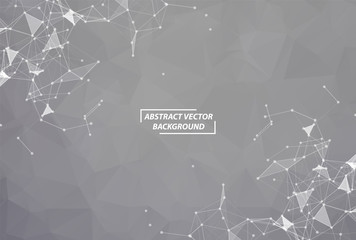 Abstract Dark Gray Polygonal Space Background with Connecting Dots and Lines.  Connection structure. Vector science background. Polygonal vector. Futuristic HUD.