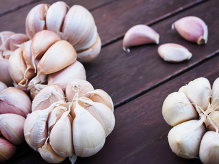 garlic on a wooden table