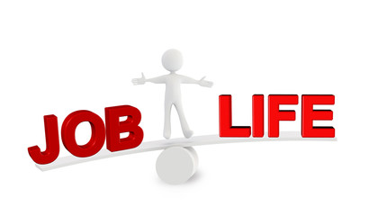 job life balance human character isolated - 3d rendering