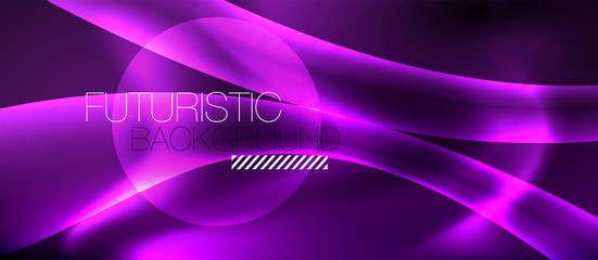 Glossy glowing neon light wave background