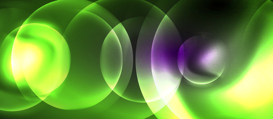 Shiny neon color light with circles abstract background