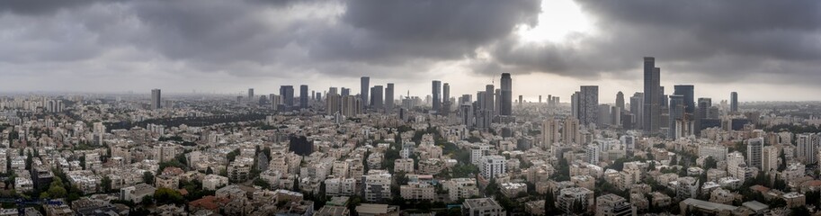 Fototapeta na wymiar Tel Aviv, Ramat Gan, Givatayim aerial view in Israel