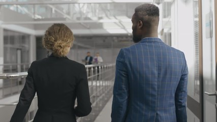 Office managers going to work