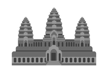 Angkor Wat - Cambodia / World famous buildings vector illustration.