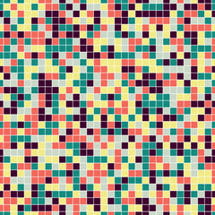 Mosaic geometric seamless pattern, texture consisting of colored disjoint squares located on a white background. Graphic design element. - 308864710