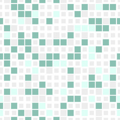 Mosaic geometric seamless pattern, texture consisting of green and gray disjoint squares located on a white background. Graphic design element.