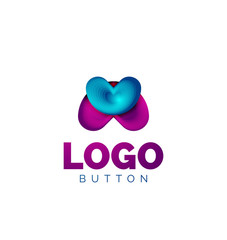 Abstract round shape logo template. Minimal geometrical design, 3d geometric bold symbol in relief style with color blend steps effect. Vector Illustration