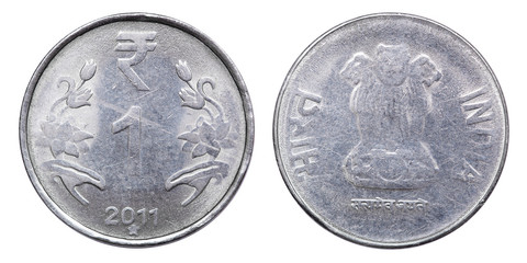 Coin 1 rupee. India. 2011