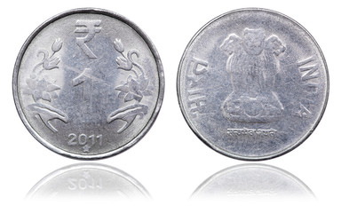 Coin 1 rupee. India. 2011
