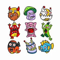 Fotobehang Cute monster vector characters with funny faces © A.i.B