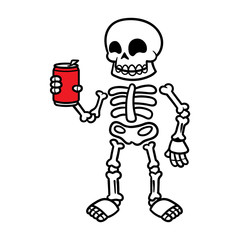 Cartoon Skeleton Holding a Can Illustration