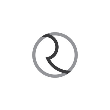 letter r simple circle line logo vector