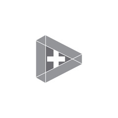 triangle plus medical logo vector