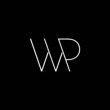 letter wp simple geometric line symbol logo vector