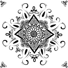 Seamless pattern inspired by henna painting patterns.Henna patterns consisting of floral,leaves, dots,dotted lines, circles, doodle for making fabric patterns, backgrounds, wallpapers,tattoo.