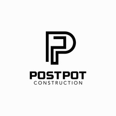 Letter P, or PP logo design template for business construction consulting,etc - vector eps.10