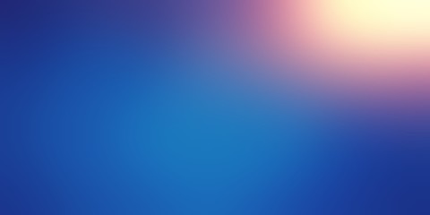 Shine golden bright on deep blue empty background. Sun light warm in cold sky abstract illustration. Blur template. 
