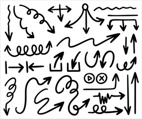 Hand drawn arrow vector icons set. sketch arrow design for business plan and education.