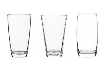 Three empty glass isolated on white background