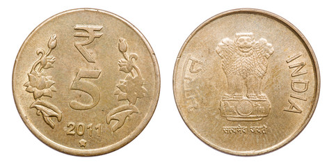 Coin 5 rupee. India. 2011