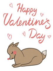 Hand drawn Valentine's day greeting cards with lettering and cute deer character. Happy Valentimes day concept