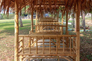 resting huts constructed from bamboo and thatched roofs for relaxing.