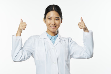happy woman with thumbs up