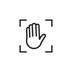 Hand scanner thin line icon. Biometric, identification, security isolated outline sign. Safety and authorization concept. Vector illustration symbol element for web design and apps © SurfupVector