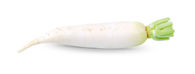 Daikon radish isolated on white background.
