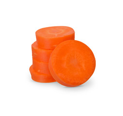 Carrot slices isolated on white background, clipping path.