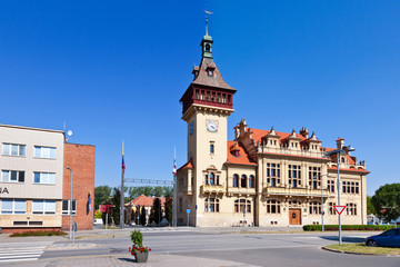Fototapeta premium neo-renaissance town hall, Napajedla town, Zlin region, South Moravia, Czech republic