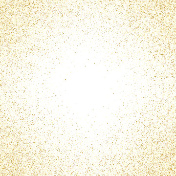 Gold Sparkles Glitter Dust Metallic Confetti Vector Frame Border Background.