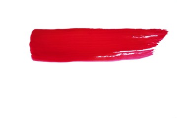 Watercolor red brush stroke on white background