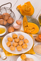 Pumpkin chicken meatballs.	