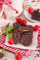 Soft cakes with strawberry.	